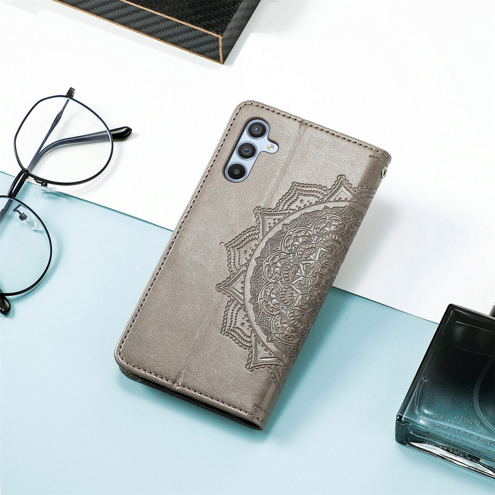 Til Samsung Galaxy A14 5G A14 4G præget mandala mønster telefontaske Stand Fuldt indpakket PU læder pung Folio Cover med rem Til Samsung Galaxy A14 5G A14 4G præget mandala mønster telefontaske Stand Fuldt indpakket PU læder pung Folio Cover med rem